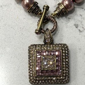 HEIDI DAUS stunning necklace and bracelet faux pearls and Swarvorski crystals.